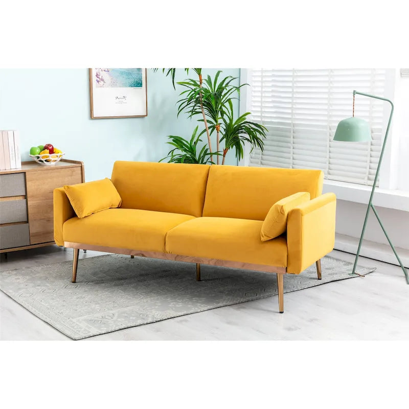 Rozkładana dwuosobowa sofa z funkcją spania, tapicerowana welurem