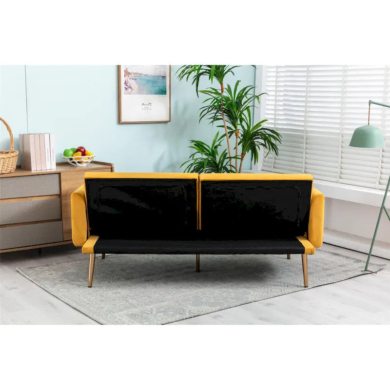 Rozkładana dwuosobowa sofa z funkcją spania, tapicerowana welurem