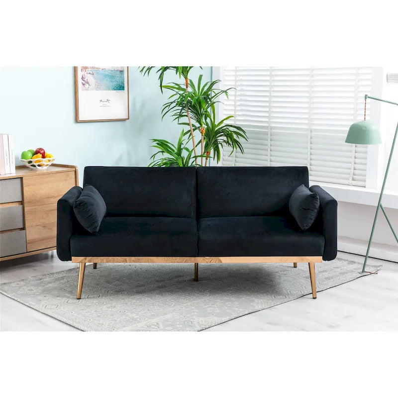 Rozkładana dwuosobowa sofa z funkcją spania, tapicerowana welurem