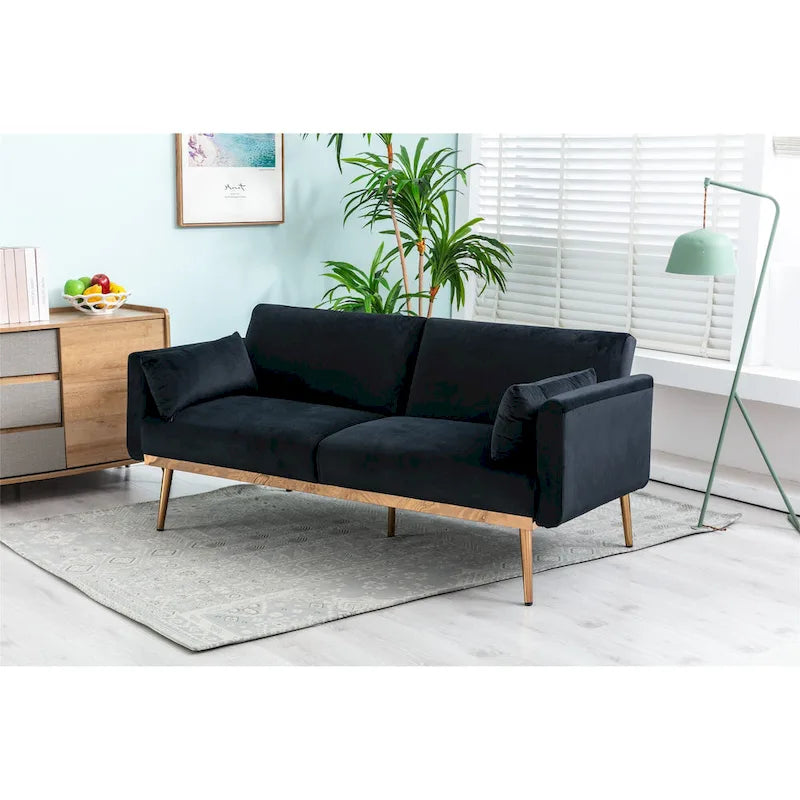 Rozkładana dwuosobowa sofa z funkcją spania, tapicerowana welurem