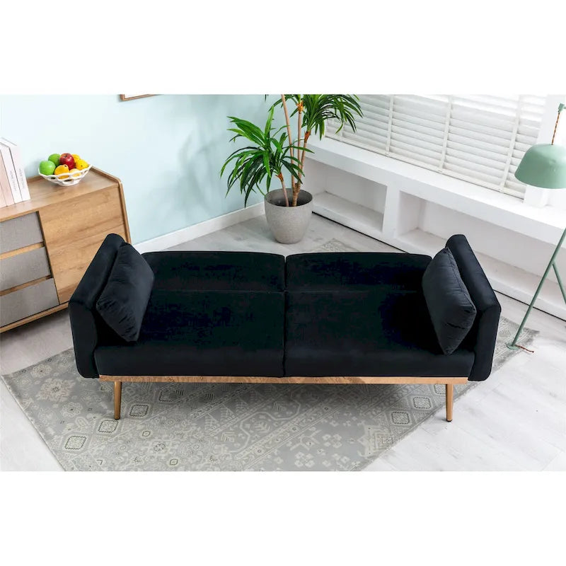 Rozkładana dwuosobowa sofa z funkcją spania, tapicerowana welurem