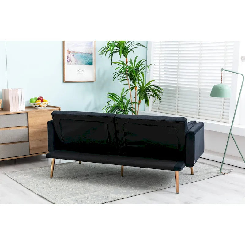 Rozkładana dwuosobowa sofa z funkcją spania, tapicerowana welurem