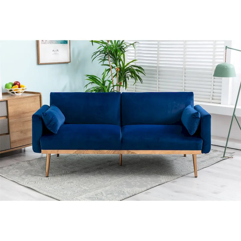 Rozkładana dwuosobowa sofa z funkcją spania, tapicerowana welurem