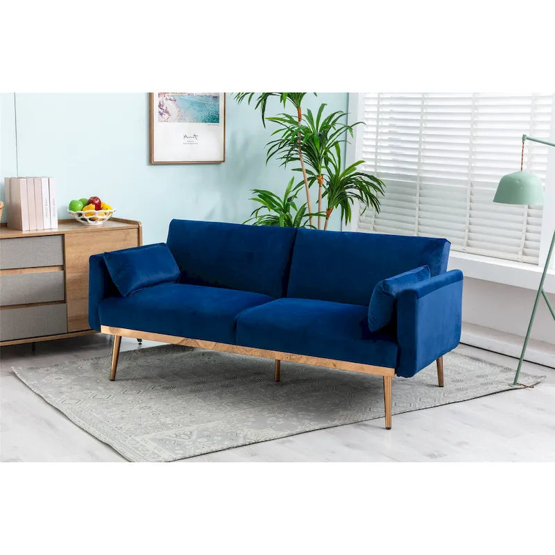 Rozkładana dwuosobowa sofa z funkcją spania, tapicerowana welurem