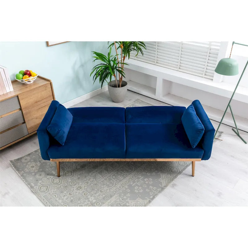 Rozkładana dwuosobowa sofa z funkcją spania, tapicerowana welurem