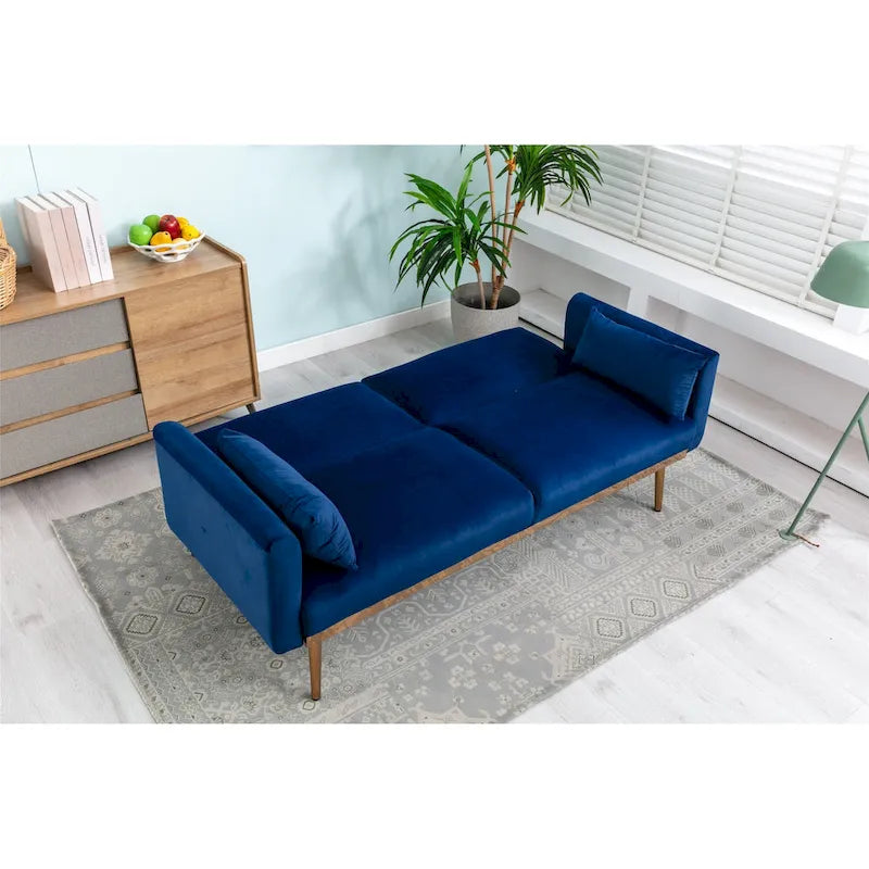 Rozkładana dwuosobowa sofa z funkcją spania, tapicerowana welurem