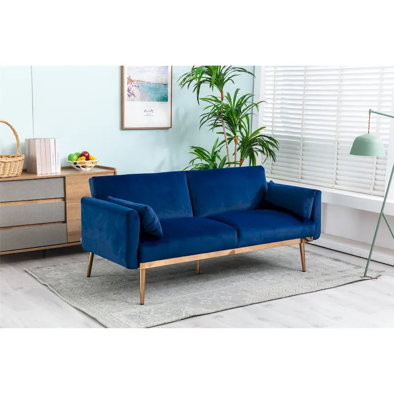 Rozkładana dwuosobowa sofa z funkcją spania, tapicerowana welurem