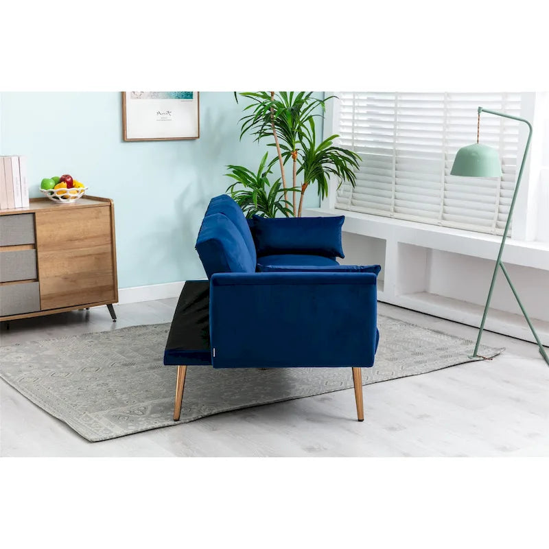 Rozkładana dwuosobowa sofa z funkcją spania, tapicerowana welurem