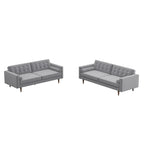 Kenzo fluwelen bank- en loveseatset in mid-century-stijl met kussenrug