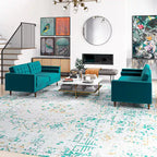 Kenzo fluwelen bank- en loveseatset in mid-century-stijl met kussenrug