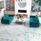 Kenzo fluwelen bank- en loveseatset in mid-century-stijl met kussenrug