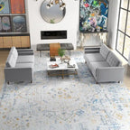 Kenzo fluwelen bank- en loveseatset in mid-century-stijl met kussenrug