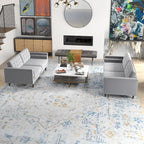 Kenzo fluwelen bank- en loveseatset in mid-century-stijl met kussenrug