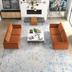 Kenzo fluwelen bank- en loveseatset in mid-century-stijl met kussenrug