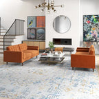 Kenzo fluwelen bank- en loveseatset in mid-century-stijl met kussenrug