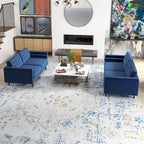 Kenzo fluwelen bank- en loveseatset in mid-century-stijl met kussenrug