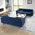 Kenzo fluwelen bank- en loveseatset in mid-century-stijl met kussenrug
