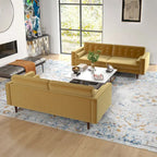 Kenzo fluwelen bank- en loveseatset in mid-century-stijl met kussenrug