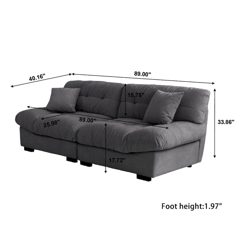 89 moderne hoekbank met armleuningen, fluwelen bank voor de woonkamer