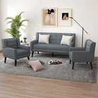 Pikowana sofa dwuosobowa z lnu i bawełny z 2 krzesłami dekoracyjnymi