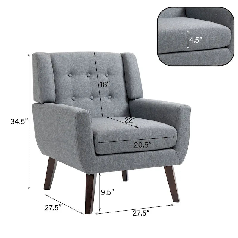 Pikowana sofa dwuosobowa z lnu i bawełny z 2 krzesłami dekoracyjnymi