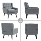 Pikowana sofa dwuosobowa z lnu i bawełny z 2 krzesłami dekoracyjnymi
