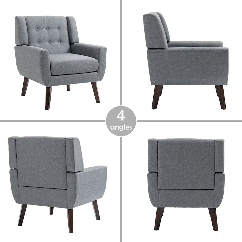 Pikowana sofa dwuosobowa z lnu i bawełny z 2 krzesłami dekoracyjnymi