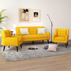 Pikowana sofa dwuosobowa z lnu i bawełny z 2 krzesłami dekoracyjnymi
