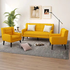 Pikowana sofa dwuosobowa z lnu i bawełny z 2 krzesłami dekoracyjnymi