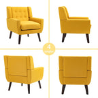 Pikowana sofa dwuosobowa z lnu i bawełny z 2 krzesłami dekoracyjnymi
