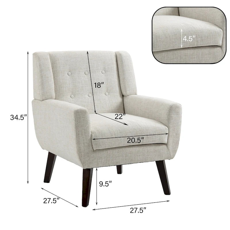 Pikowana sofa dwuosobowa z lnu i bawełny z 2 krzesłami dekoracyjnymi