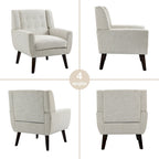 Pikowana sofa dwuosobowa z lnu i bawełny z 2 krzesłami dekoracyjnymi