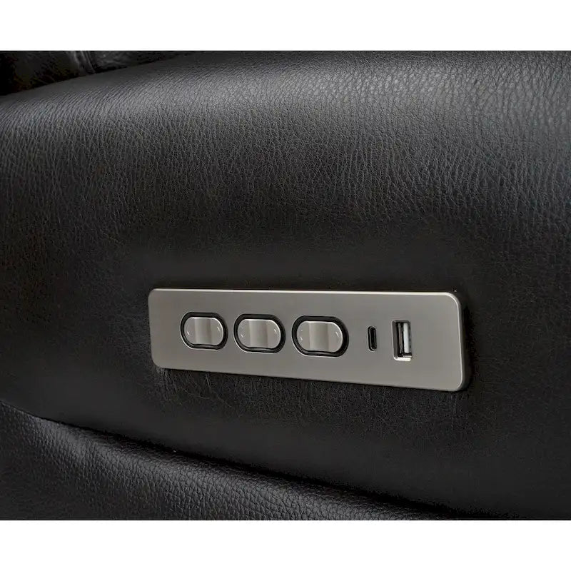 Bőr, elektromos dönthető kétszemélyes kanapé USB-porttal, állítható fejtámlával és állítható deréktámasszal – N/A