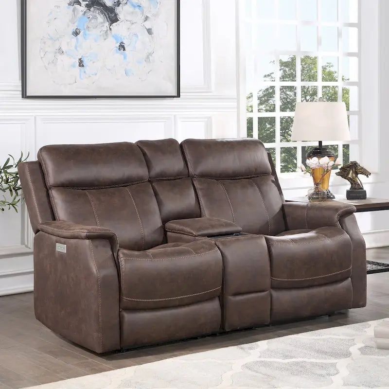 Elektrycznie rozkładana dwuosobowa sofa konsolowa Steve Silver ze sztucznej skóry