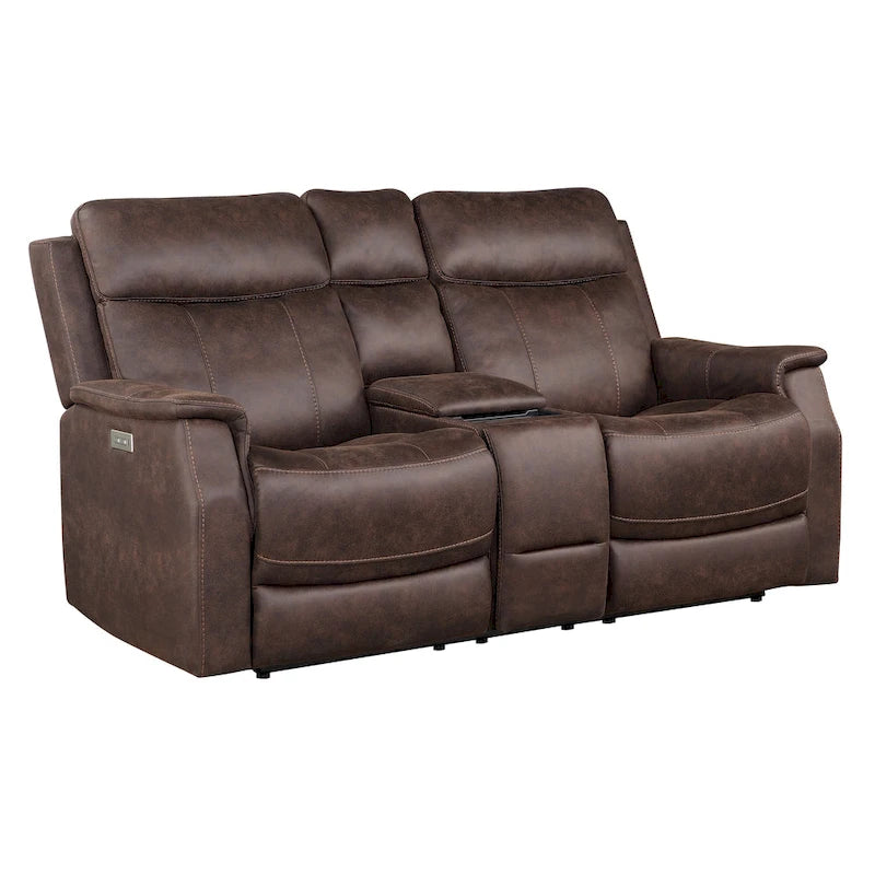 Elektrycznie rozkładana dwuosobowa sofa konsolowa Steve Silver ze sztucznej skóry