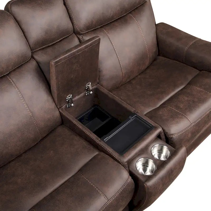 Elektrycznie rozkładana dwuosobowa sofa konsolowa Steve Silver ze sztucznej skóry