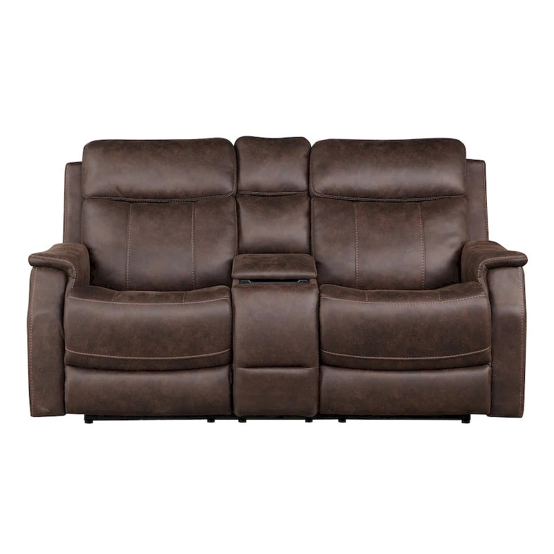 Elektrycznie rozkładana dwuosobowa sofa konsolowa Steve Silver ze sztucznej skóry