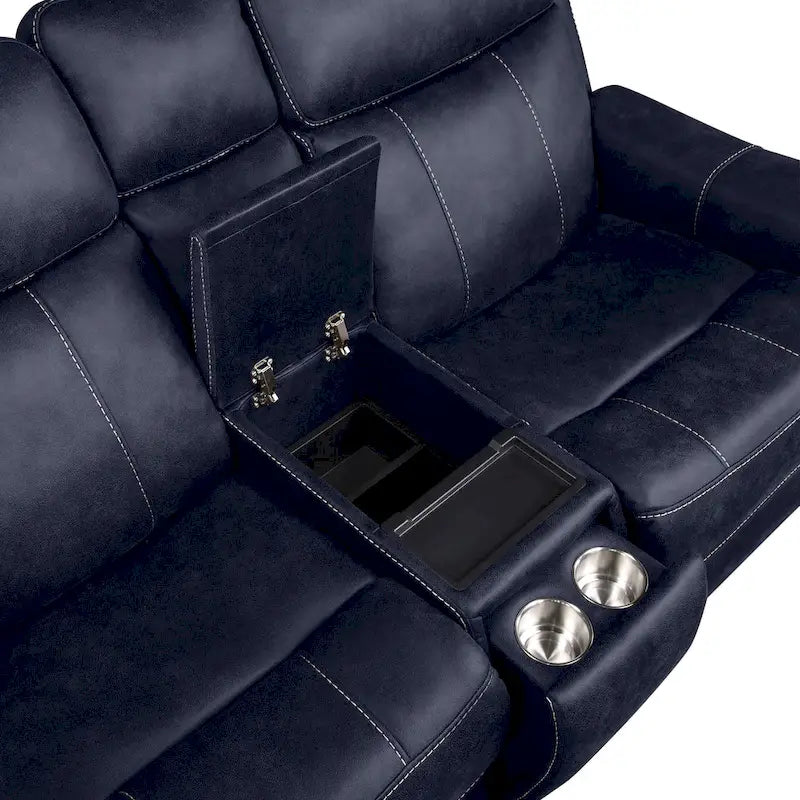 Elektrycznie rozkładana dwuosobowa sofa konsolowa Steve Silver ze sztucznej skóry