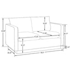 LeisureMod Nervo Modern Leather Loveseat With Gold Base & Cushions - 55.9