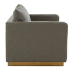 LeisureMod Nervo Modern Leather Loveseat With Gold Base & Cushions - 55.9