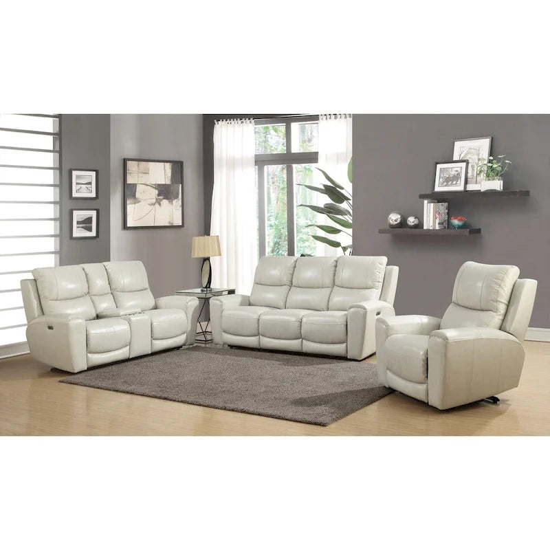 Set Steve Silver Fyti da 3 pezzi in pelle pieno fiore con reclinazione elettrica
