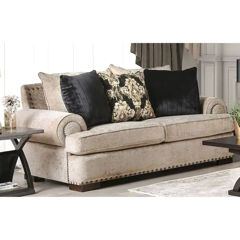 Set di divani in lino tradizionale Jula da 2 pezzi di Furniture of America