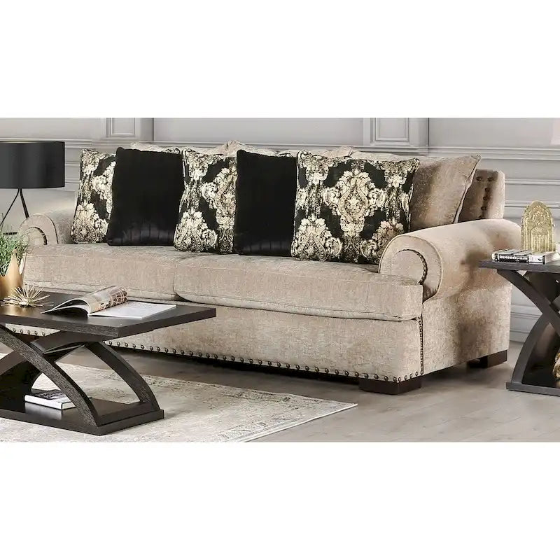 Set di divani in lino tradizionale Jula da 2 pezzi di Furniture of America