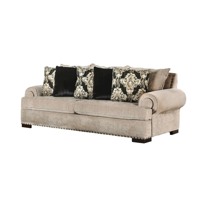 Set di divani in lino tradizionale Jula da 2 pezzi di Furniture of America