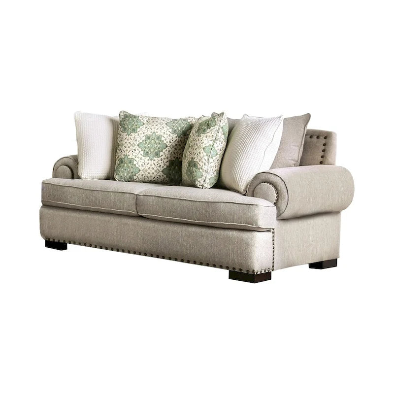 Set di divani in lino tradizionale Jula da 2 pezzi di Furniture of America