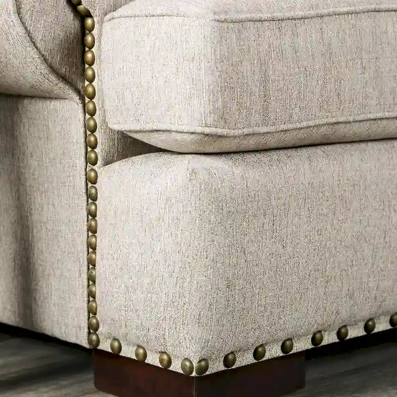 Set di divani in lino tradizionale Jula da 2 pezzi di Furniture of America