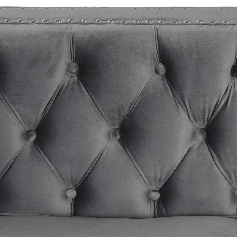 Morden Fort modernes 2-teiliges Zweisitzer- und Sofaset mit beigem Samtbezug und Eisenbeinen