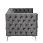 Morden Fort modernes 2-teiliges Zweisitzer- und Sofaset mit beigem Samtbezug und Eisenbeinen