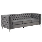 Morden Fort modernes 2-teiliges Zweisitzer- und Sofaset mit beigem Samtbezug und Eisenbeinen