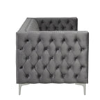 Morden Fort modernes 2-teiliges Zweisitzer- und Sofaset mit beigem Samtbezug und Eisenbeinen